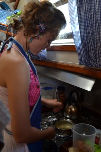 Marike making Peppermint Crisp Tart on her 17th Birthday.