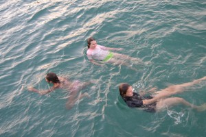 Sophia, Marike and I swimming next to the boat.