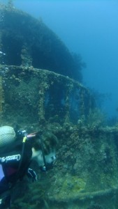 Franci and the wreck dive at Bequia
